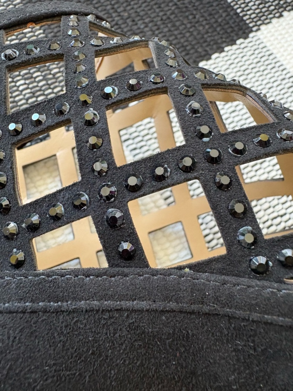 Michael Kors Yvonne Black Studded Open Toe Suede High Heel Bootie - Picture 6 of 12